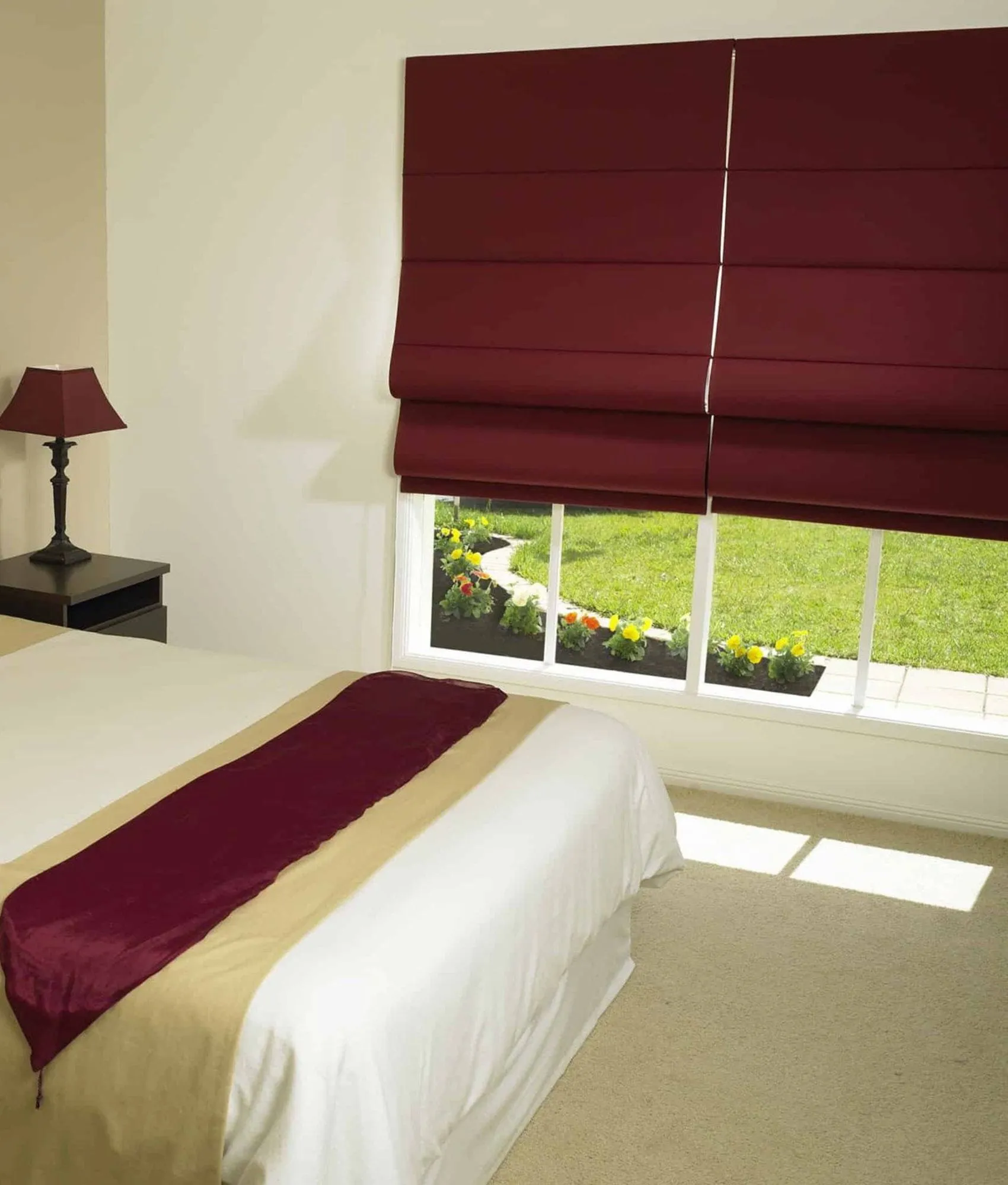 Roman blind in a bedroom