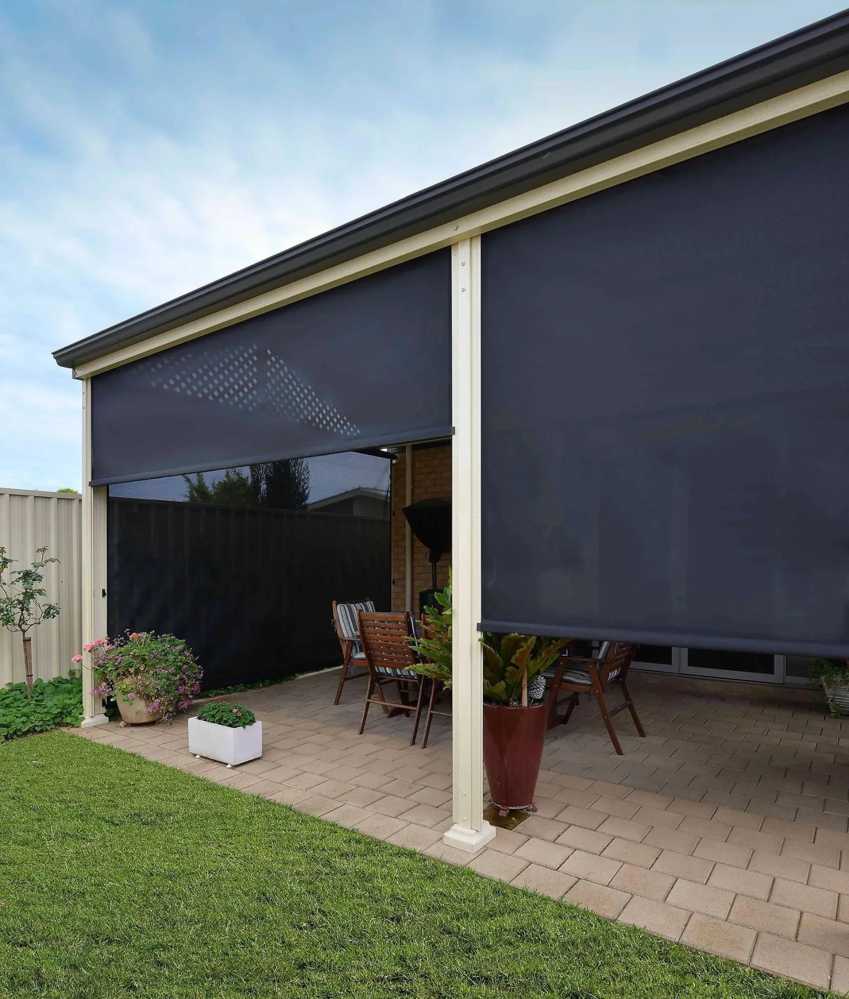Ziptrak outdoor blinds on a verandah