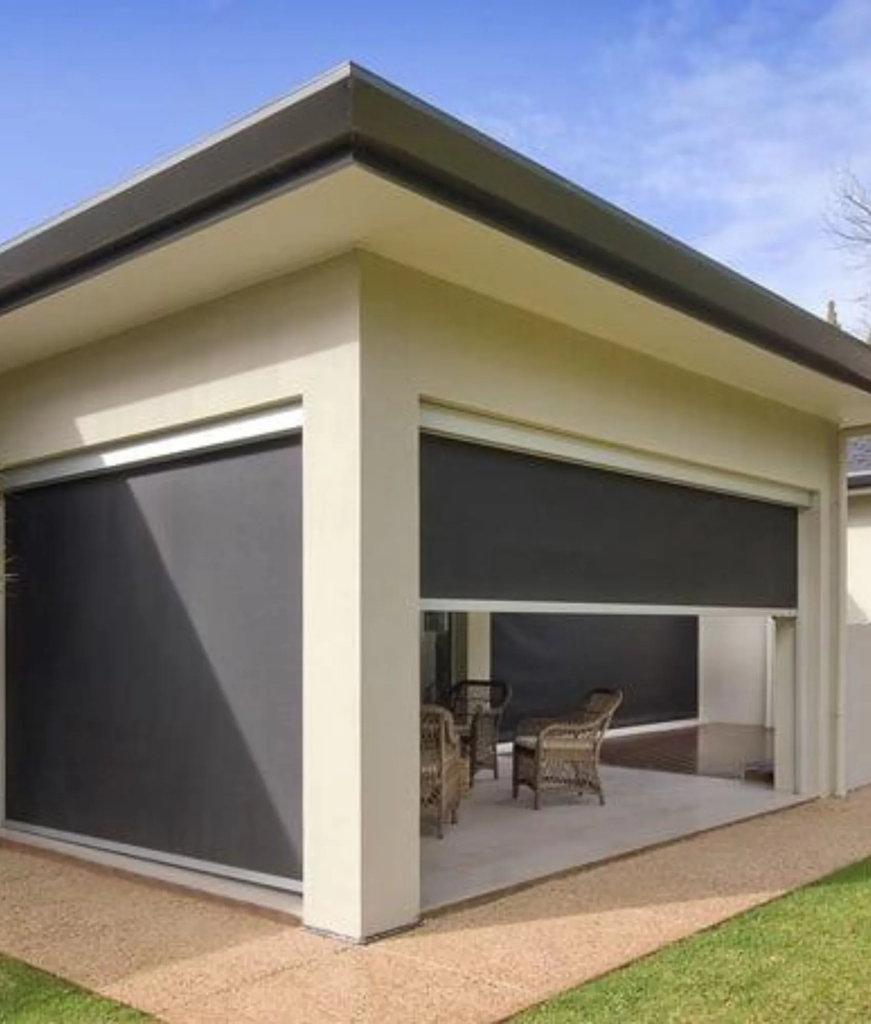 Outdoor blinds on a rendered Adelaide home