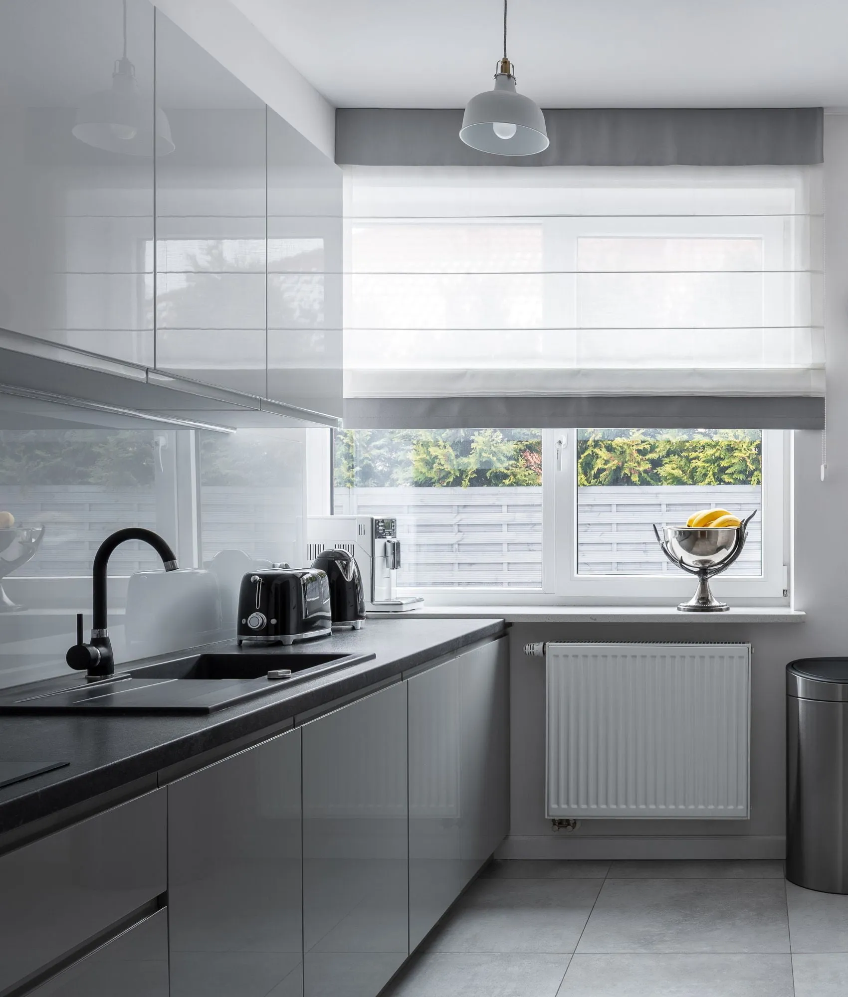 Roman blind in a kitchen