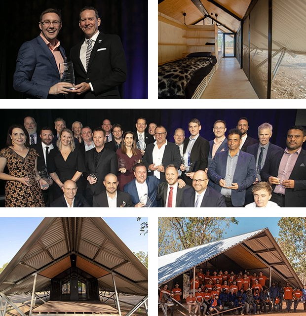 Fish River Station accommodation project: award presentation, cabin interior and exterior, and the project team