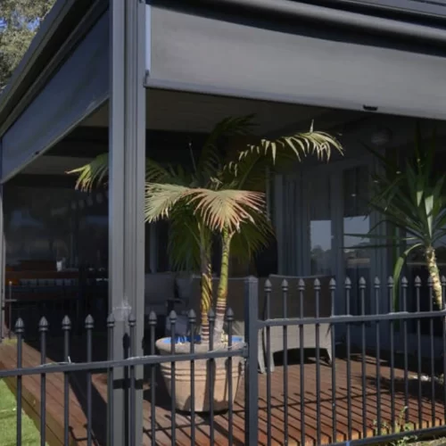 Ziptrak outdoor blinds on a timber deck, Adelaide