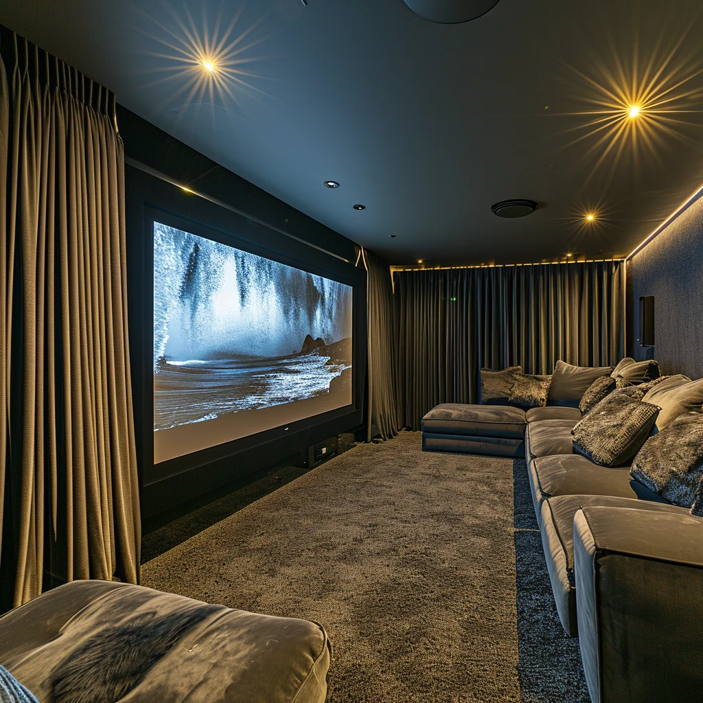 Curtains in a home theatre room
