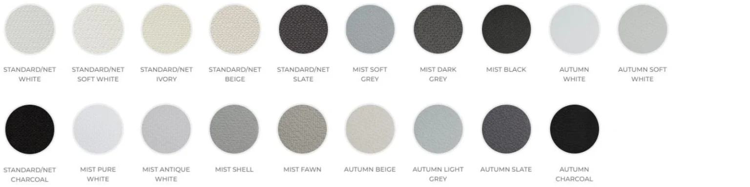 Veri Shades colour range samples