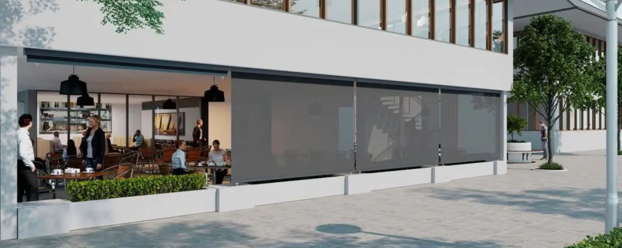 Commercial straight drop awnings on an Adelaide cafe