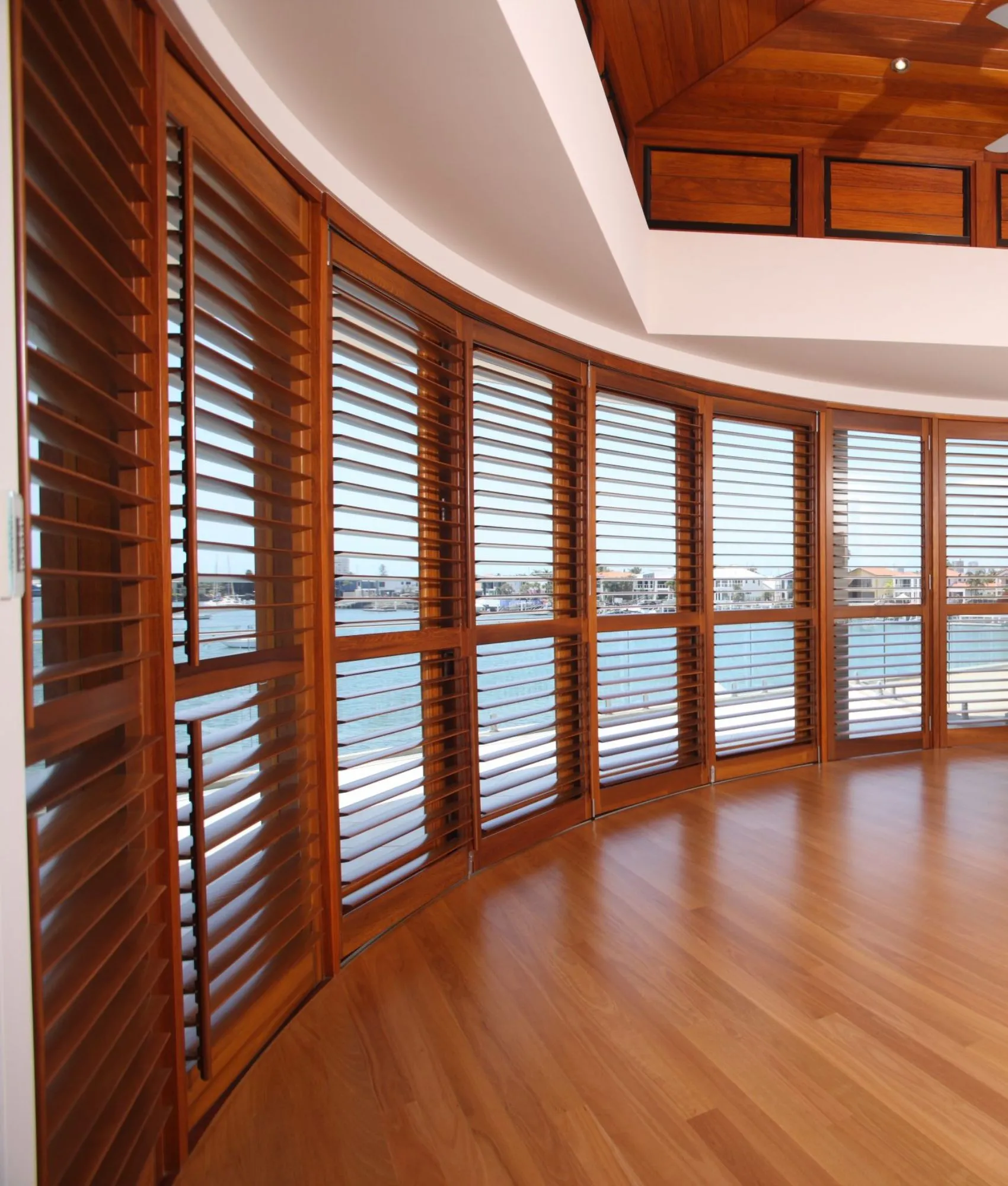 Plantation shutters in a living room